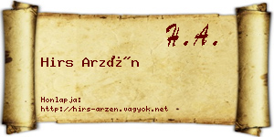 Hirs Arzén névjegykártya